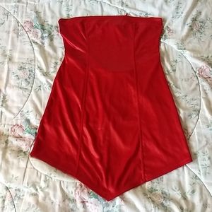 NWOT Sexy Strapless Red Pleather Dress